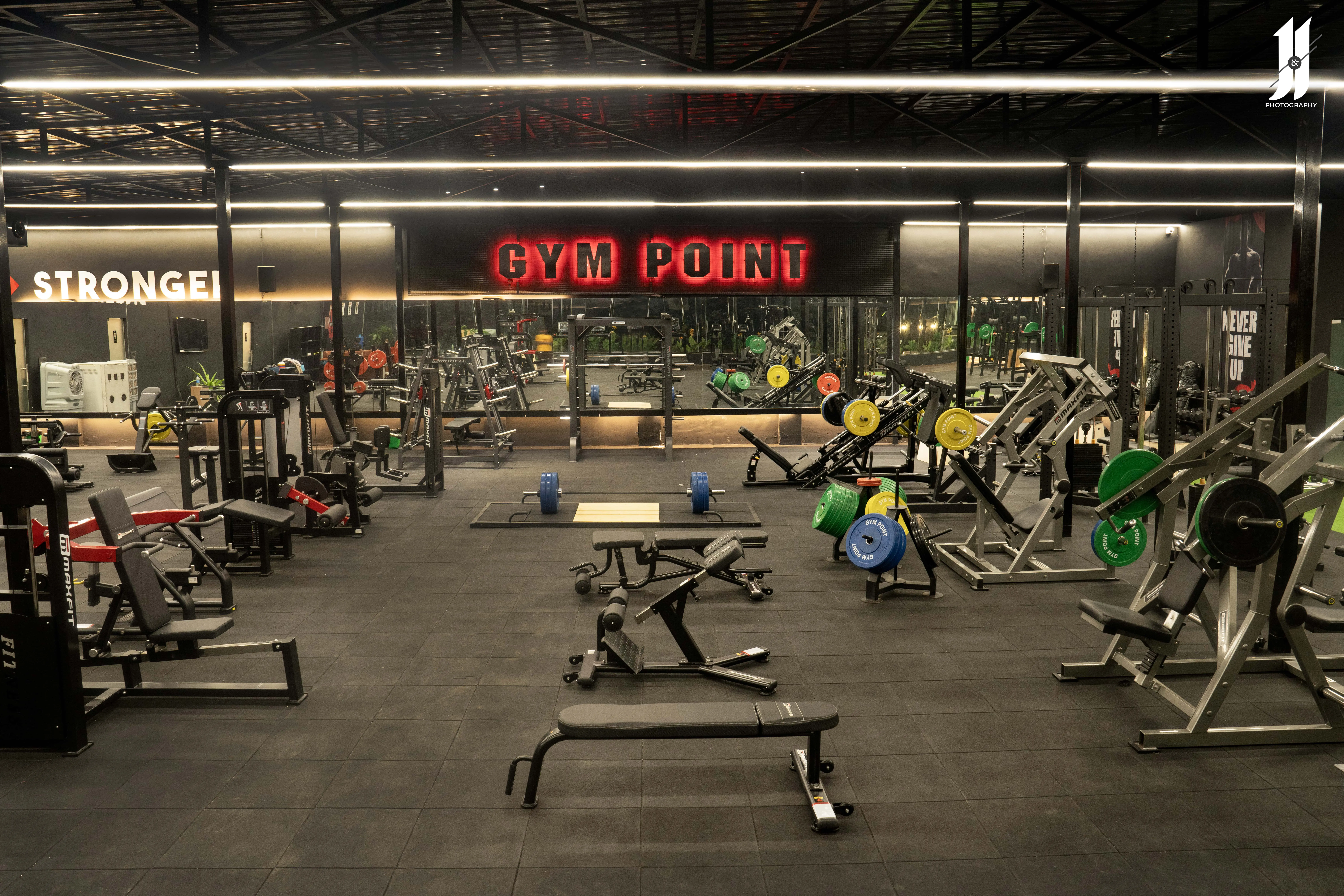 Bright gym with modern design, wellness studio